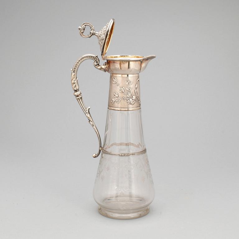 VINKARAFF, glas och silver, firma Gustaf Möllenborg, Stockholm, 1881.