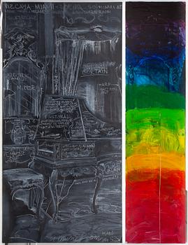 Ben Schonzeit, "Music Room: Blackboard Diptych".