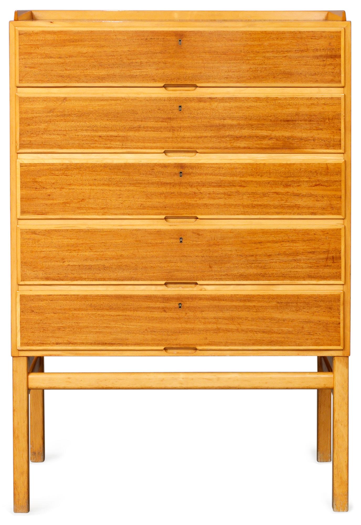 An Axel Larsson teak and beech chest of drawers, Svenska Möbelfabrikerna Bodafors , Sweden 1950's.