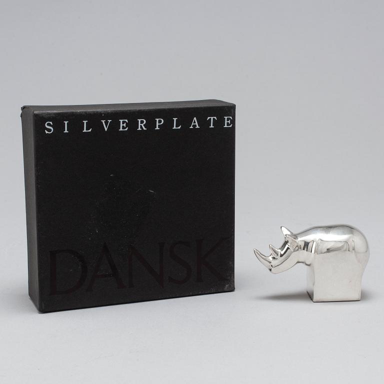 GUNNAR CYRÉN, a zinc silverplate rhinocerus sculpture by Dansk design Japan.