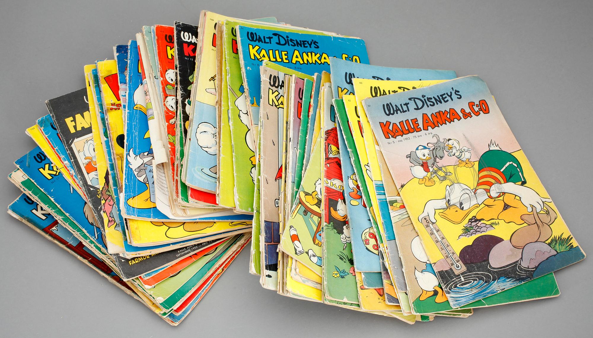 SERIETIDNINGAR, Kalle Anka & Co, 1950-1958 samt Walt Disney's serie.