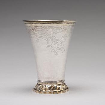 A Swedish 18th century parcel-gilt silver beaker, mark of Jacob Lampa, Stockholm 1775.