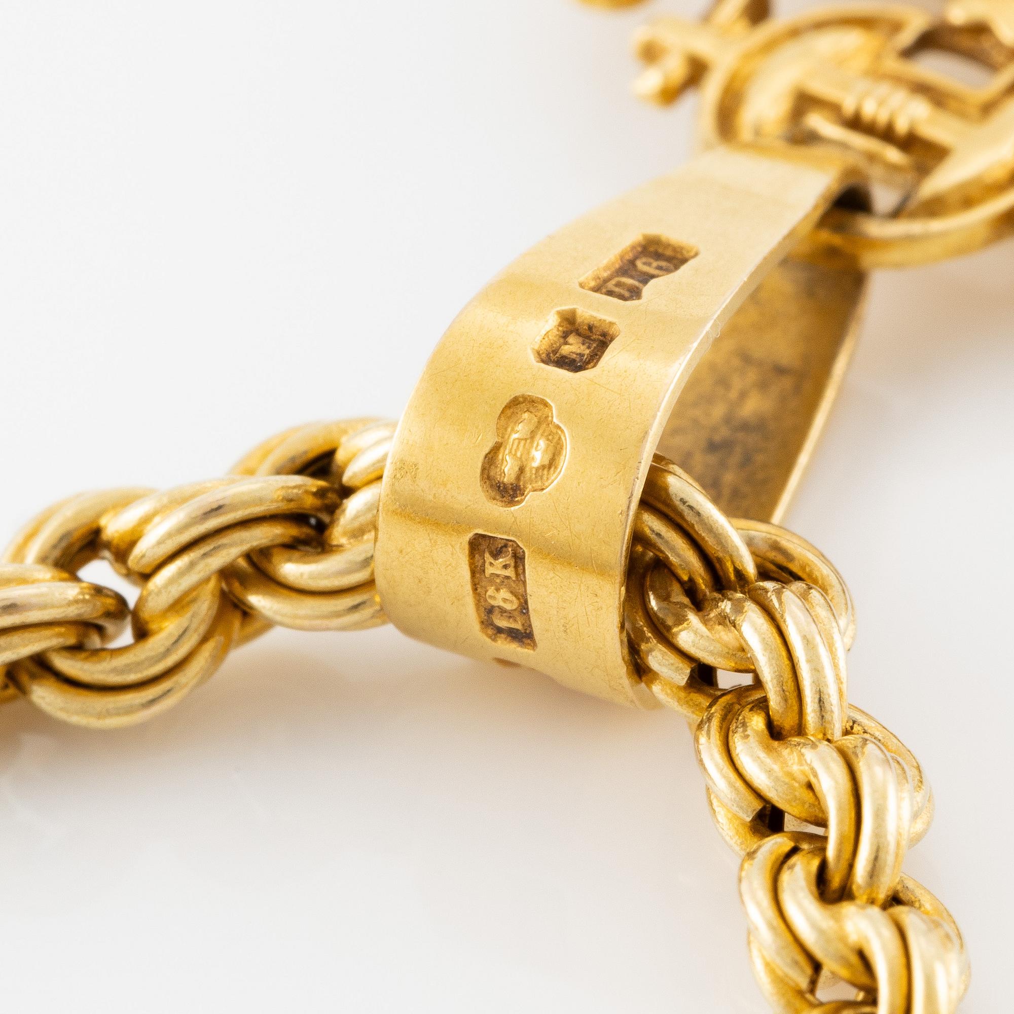 Medaljong 18K guld med pärlor med kedja 18K guld.