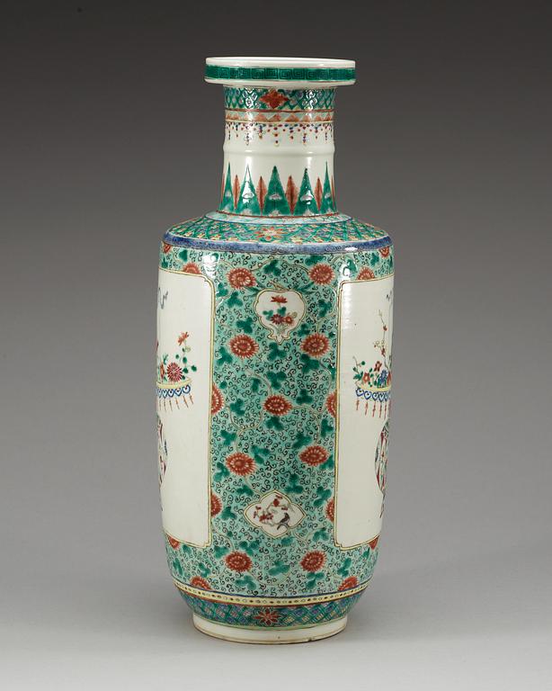 A famille rose vase, Qing dynasty with Kangxis six character mark.