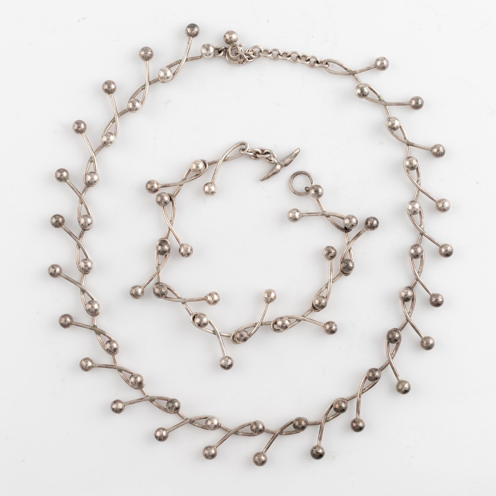 Niels Erik From. Collier samt armband, silver.