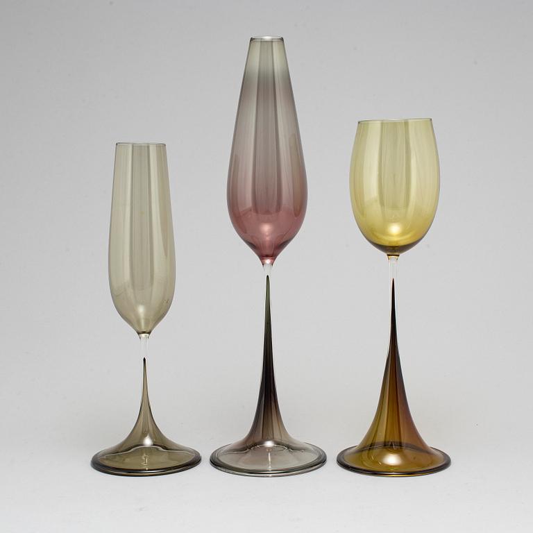 Nils Landberg, a set of three "Tulip" glass vases, Orrefors Expo.