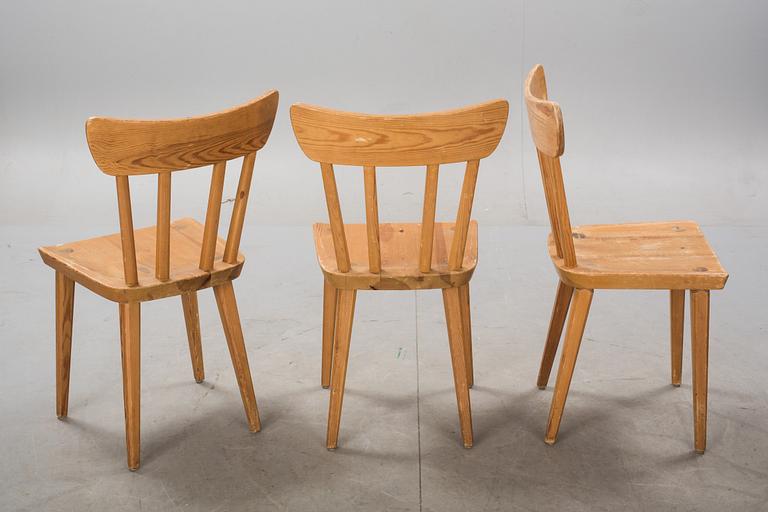 BORD samt STOLAR 6 st. Svensk Fur. 1900-talets andra hälft.