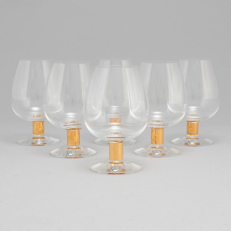 GUNNAR CYRÉN, a set of six 'Nobel' cognacs glasses for Orrefors.