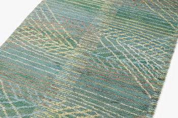 Barbro Nilsson, a runner, 'Marina, grön', knotted pile, c. 469 x 158 cm, signed AB MMF BN.