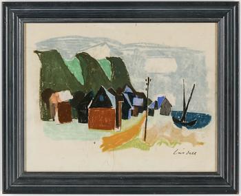 Lage Lindell · LAGE LINDELL, kritteckning, signerad.