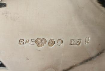 KAFFESERVIS, 3 delar. Silver. Guldsmedsaktiebolaget GAB, Stockholm 1925. Total vikt ca 1065 gram.