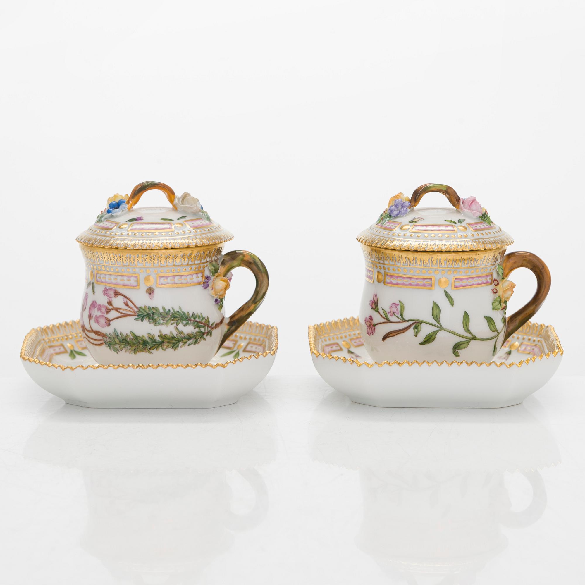 A ten-piece set of 'Flora Danica' porcelain tableware, Royal Copenhagen, Denmark, 1960s-70s.