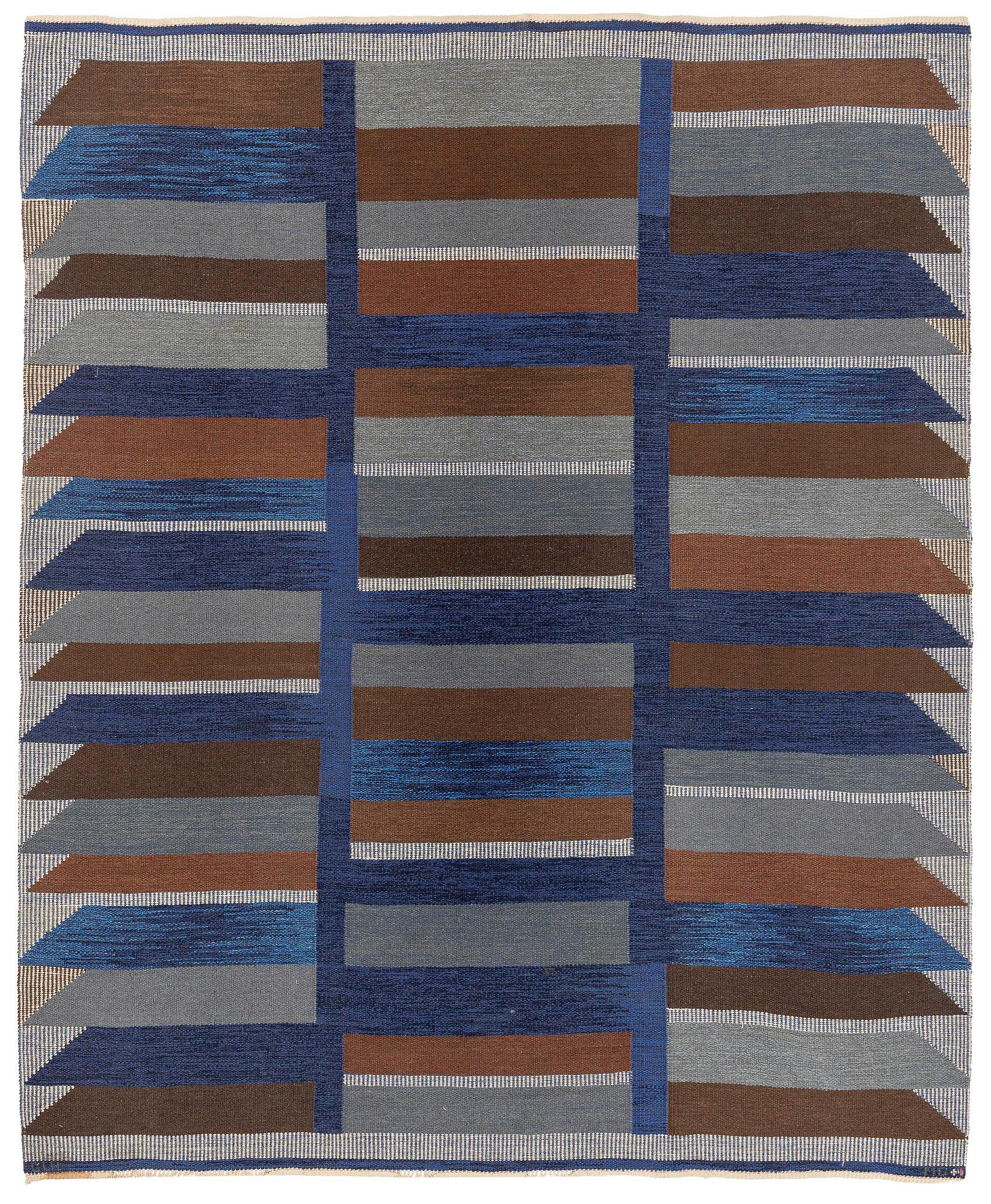 Margareta Grandin-Nettles, a flat weave carpet, c. 302 x 246 cm, signed GLH MG.