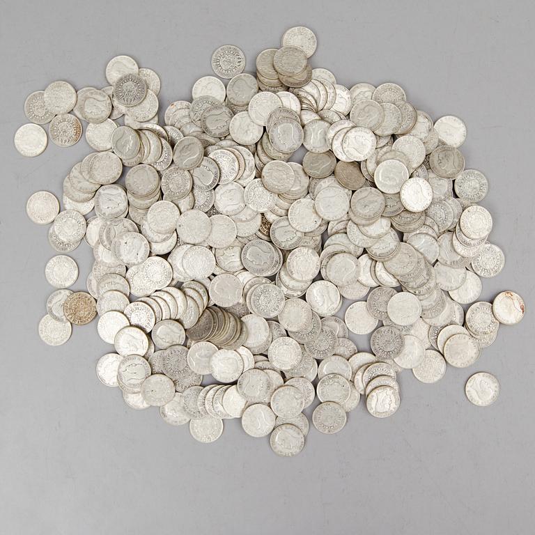 SAMLING SILVERMYNT, enkronor, Gustaf V, 1910-1941. Vikt ca 3000 gram.