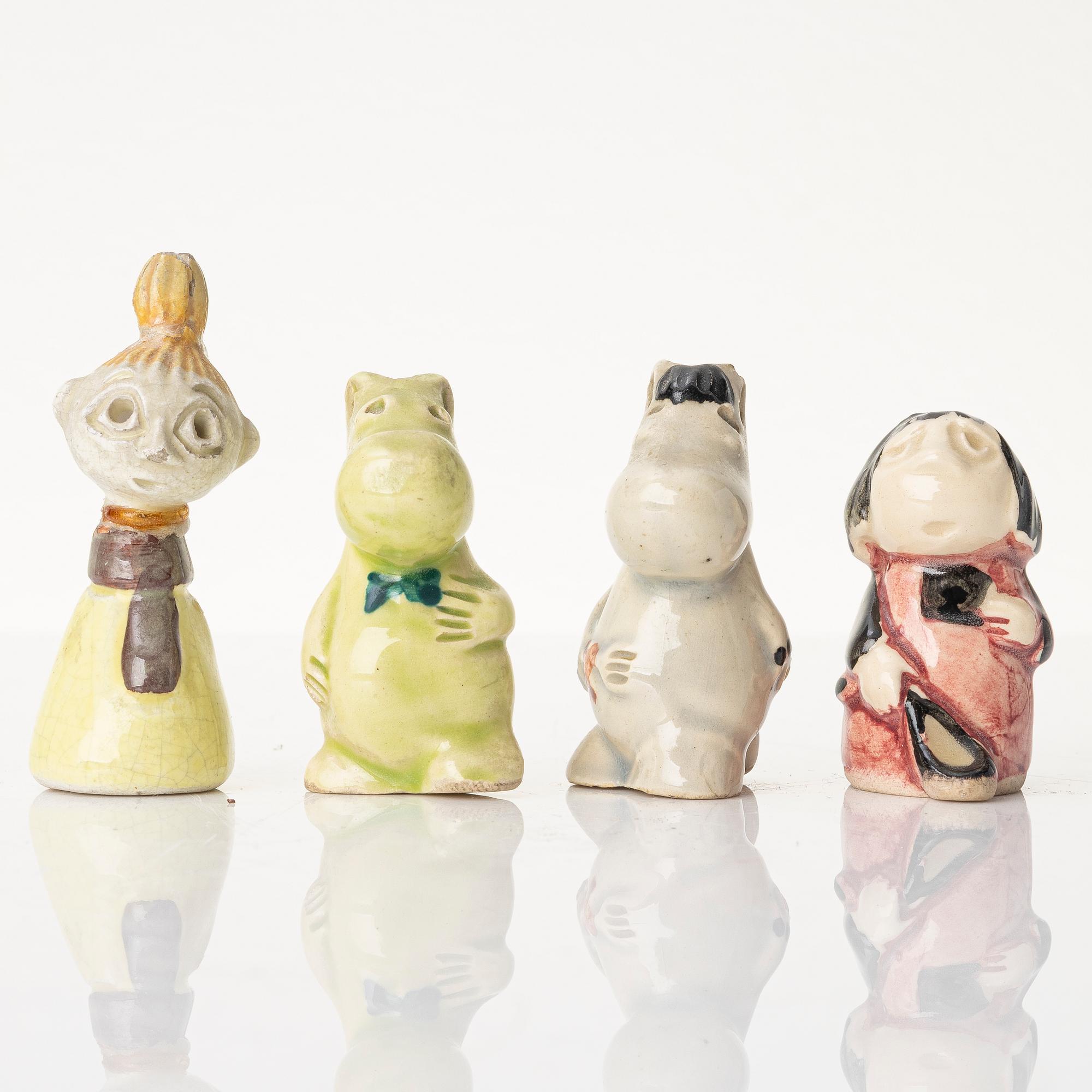 Signe Hammarsten-Jansson, figurines, 4 pcs, "Moomin", Arabia, 1950s.