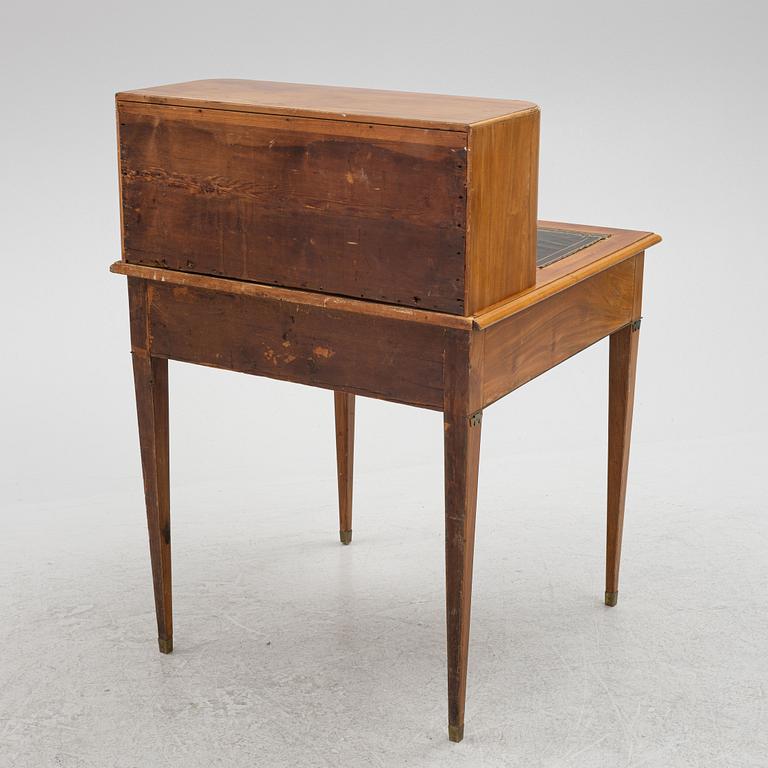 A mahogany-veneered desk, late Gustavian, Sweden, late 18th century.