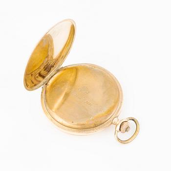 Pocket watch, hunter, 14K gold, 51 mm.