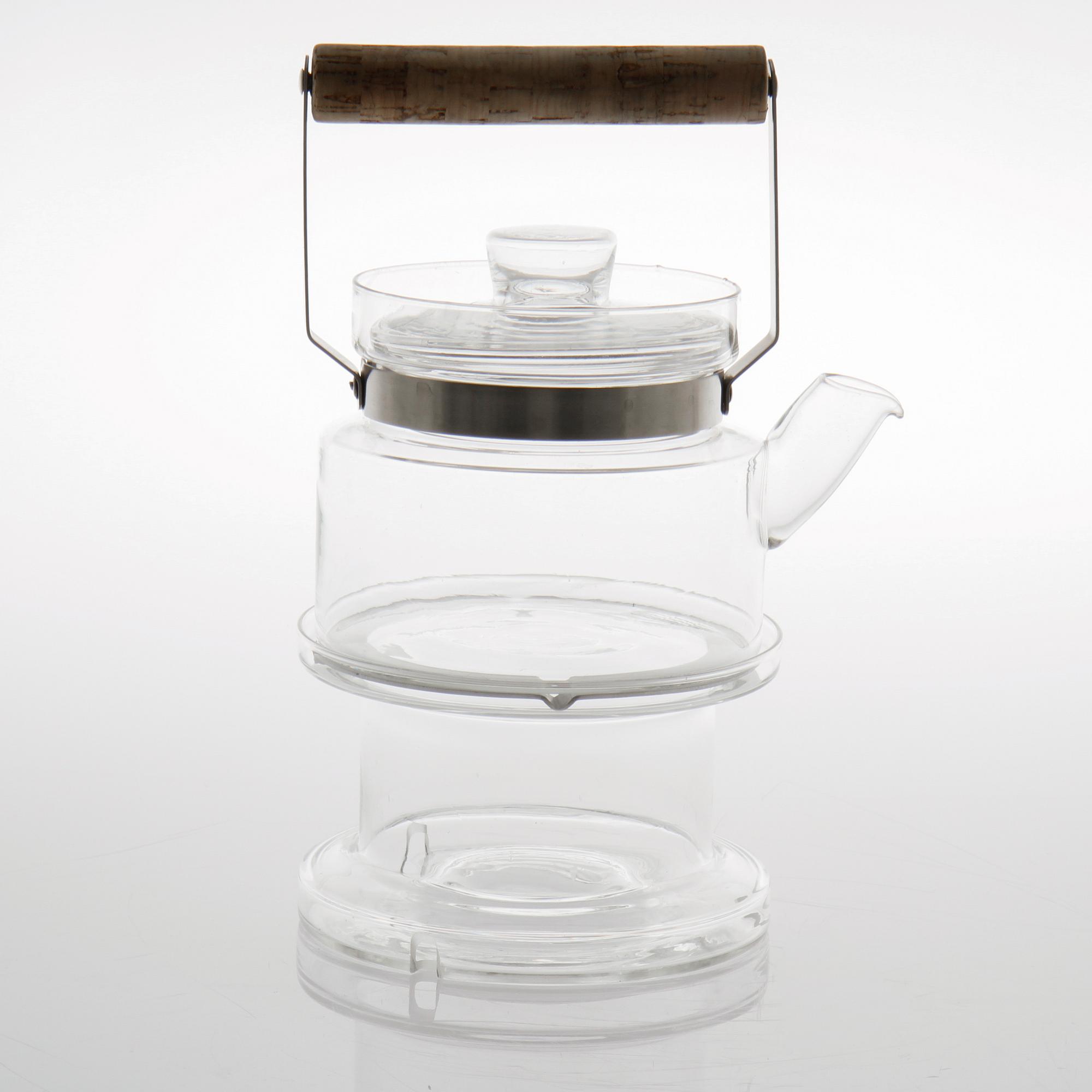 A glass tea pot on rechaud by Signe Persson-Melin for Boda Nova, second half of the 20th century.