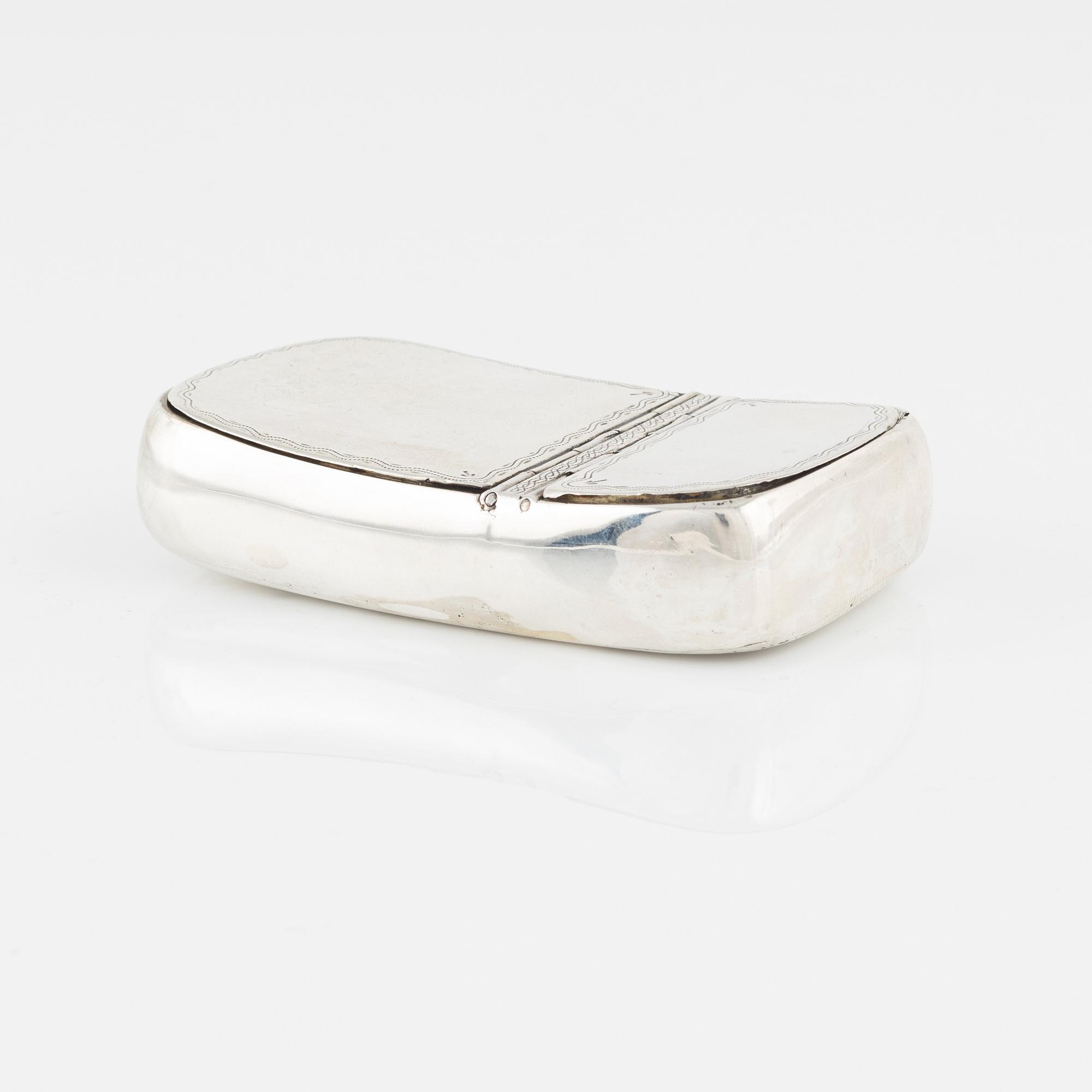 A Swedish Silver Double Box, Silver, mark of Gustaf Lindegren, Helsingborg 1828.