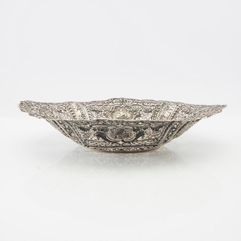 Gallery bowl, Baroque style silver with Swedish import marks, first half of the 20th century.