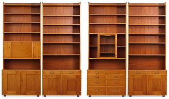 478. Four sections of Josef Frank mahogany book shelves by Firma Svenskt Tenn.