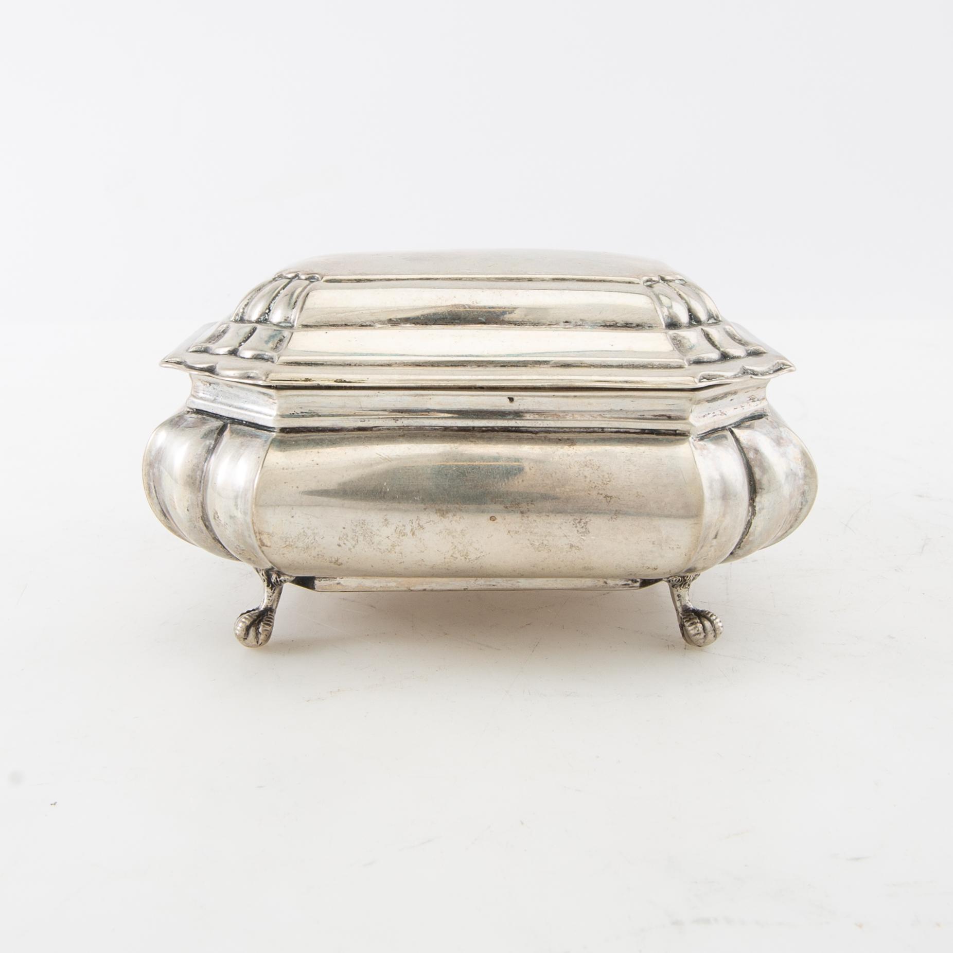 Sugar box Baroque style silver 19th century Central Europe.