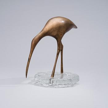 TAPIO WIRKKALA, A BIRD SCULPTURE. Snipe. Stamped Made in Finland, Kultakeskus Oy, Design: Tapio Wirkkala. Late 1970s.