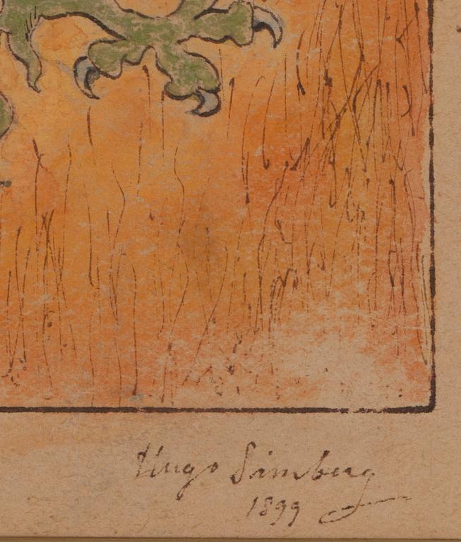 HUGO SIMBERG, blandteknik, sign. o dat. 1899.