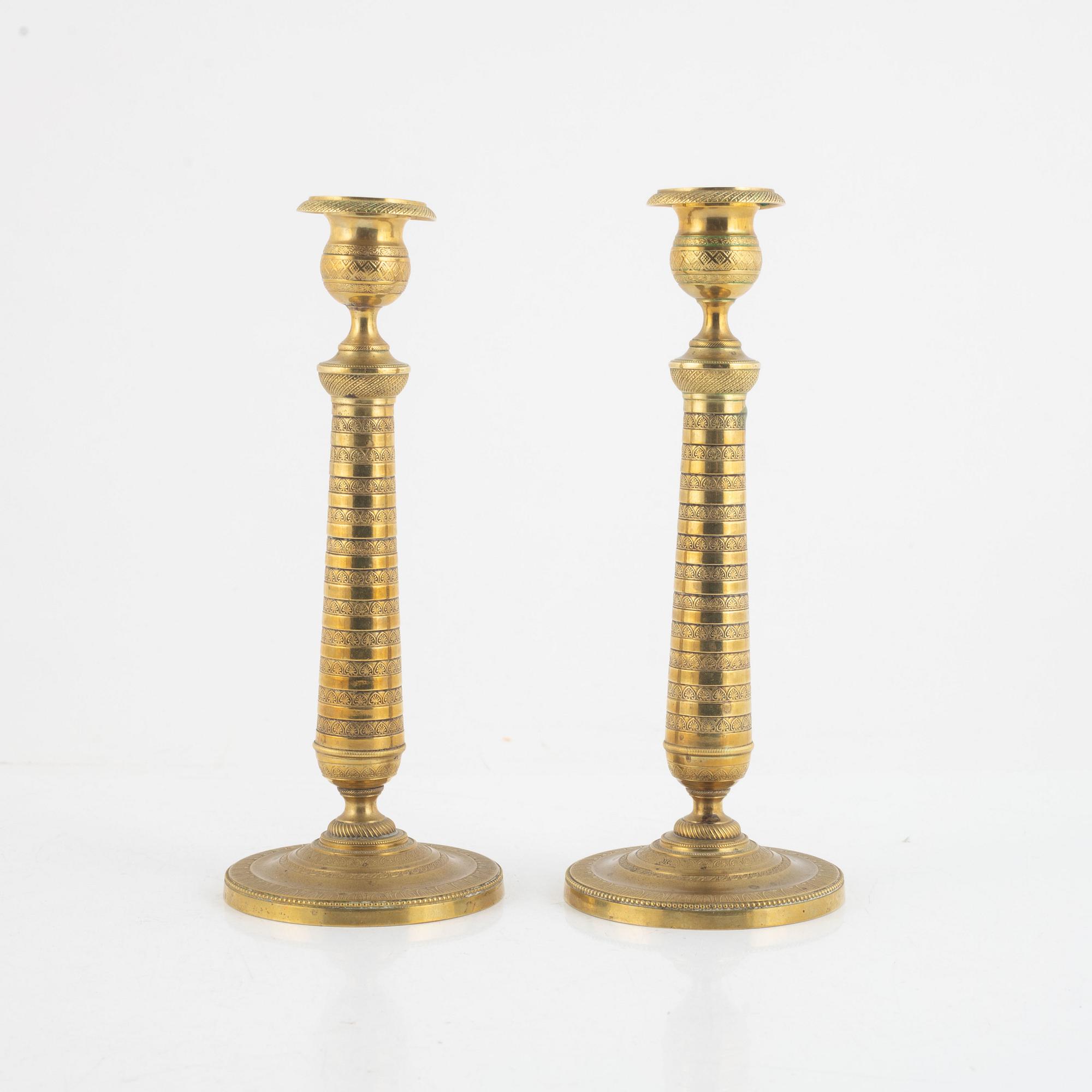 Candlesticks, a pair, Empire style, circa 1900.