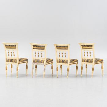 A set of four late Gustavian chairs, Stockholm, circa 1800.