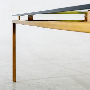 Coffee table, 1960s-70s, brass, glass.