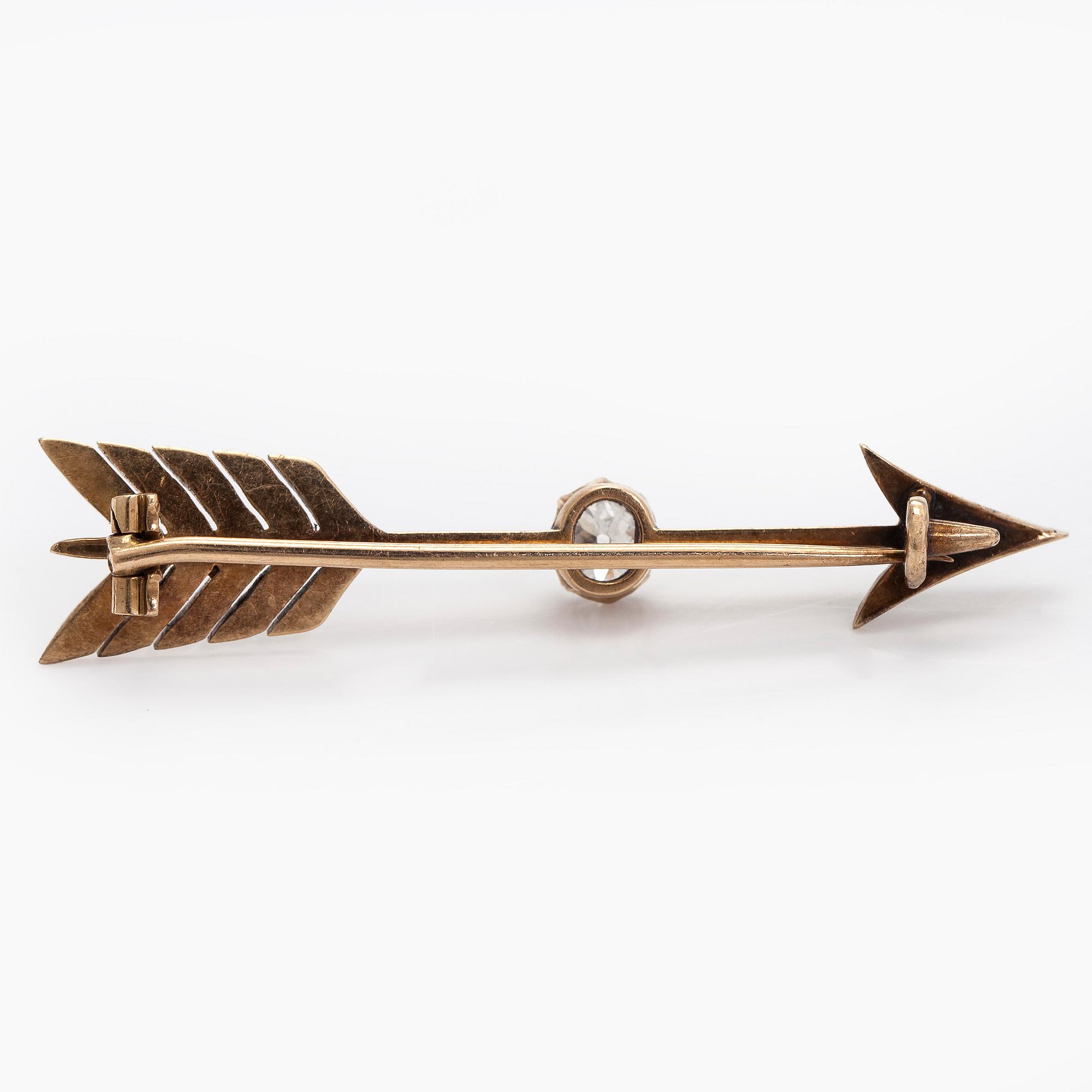Brosch, gammal- och rosenslipade diamanter, 14K (56) guld. Ryssland, sekelskiftet 1800/1900.