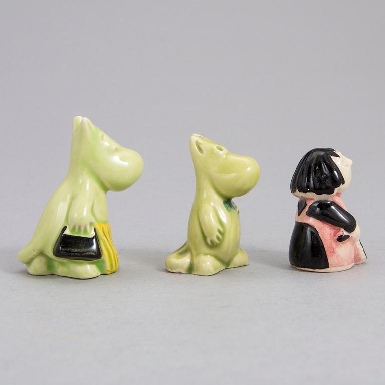 Three ceramic 'Moomin' figurines by Signe Hammarsten-Jansson, 1950's.