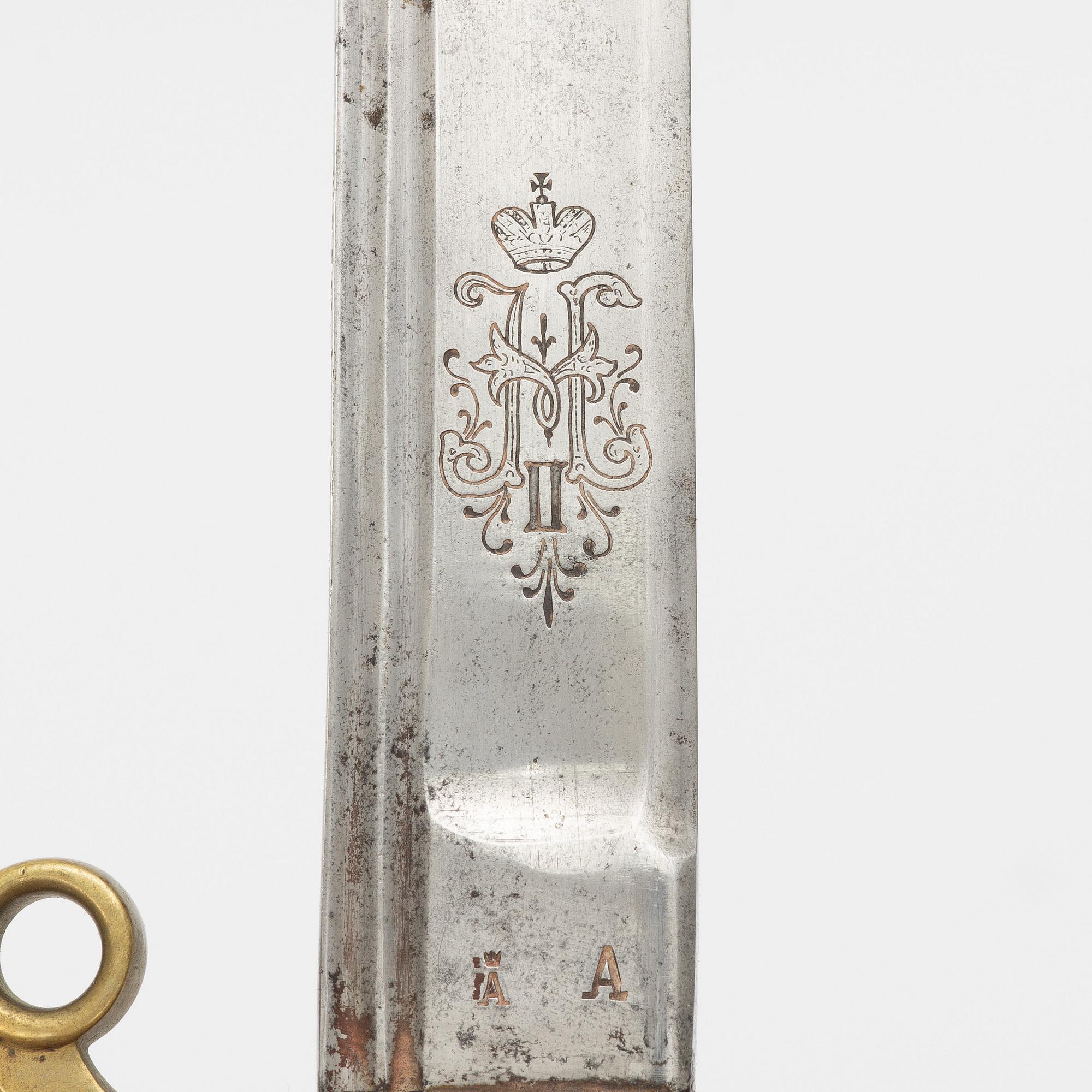 A Russian sabre, 1881 pattern, with scabbard.