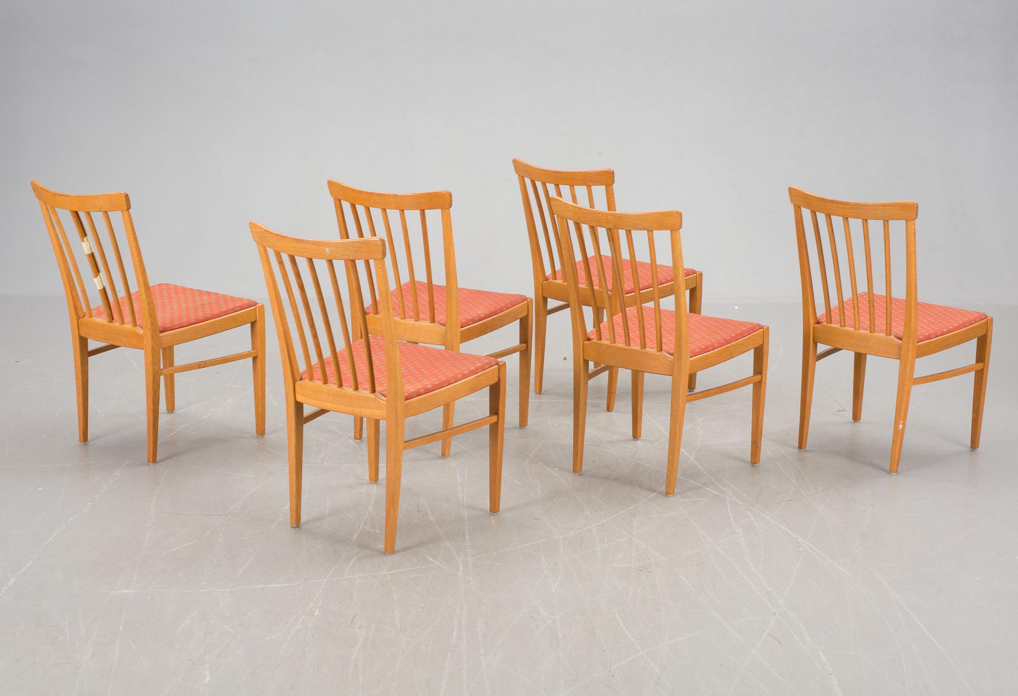 STOLAR, 6 st, Herrgården, Carl Malmsten Bodafors/Åfors möbler, 1900-talets andra hälft.