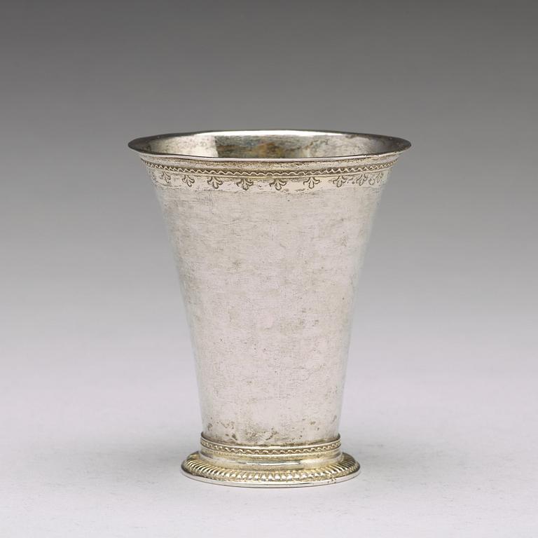 A Swedish 18th century parcel-gilt silver beaker, mark of Henrik Wittkopf, Stockholm 1752.