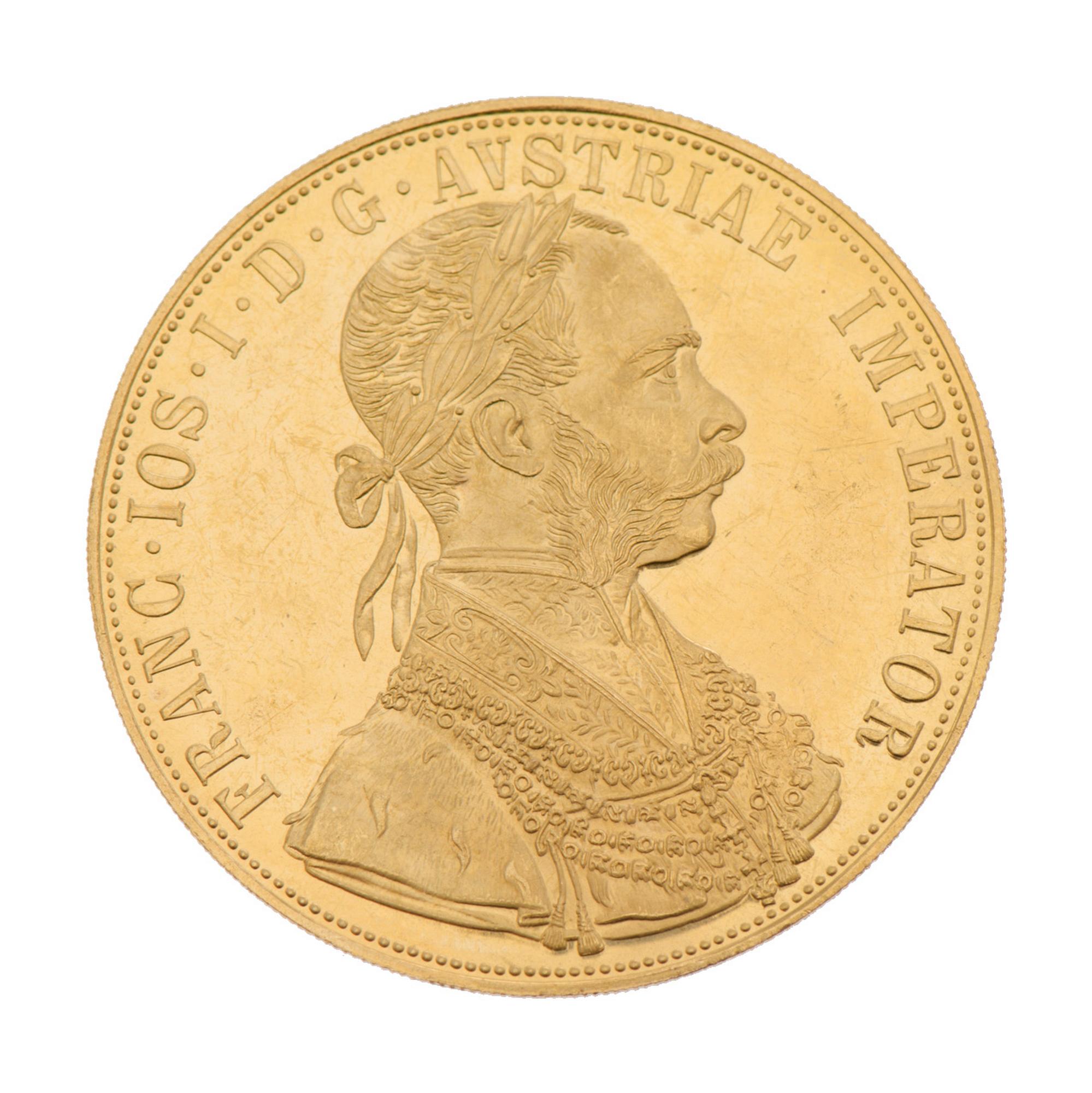 GOLDCOIN, 4 ducat, ca 23 k, FRANZ JOSEPH I 1915, Austria-Hungary. Weight ca 14 g.