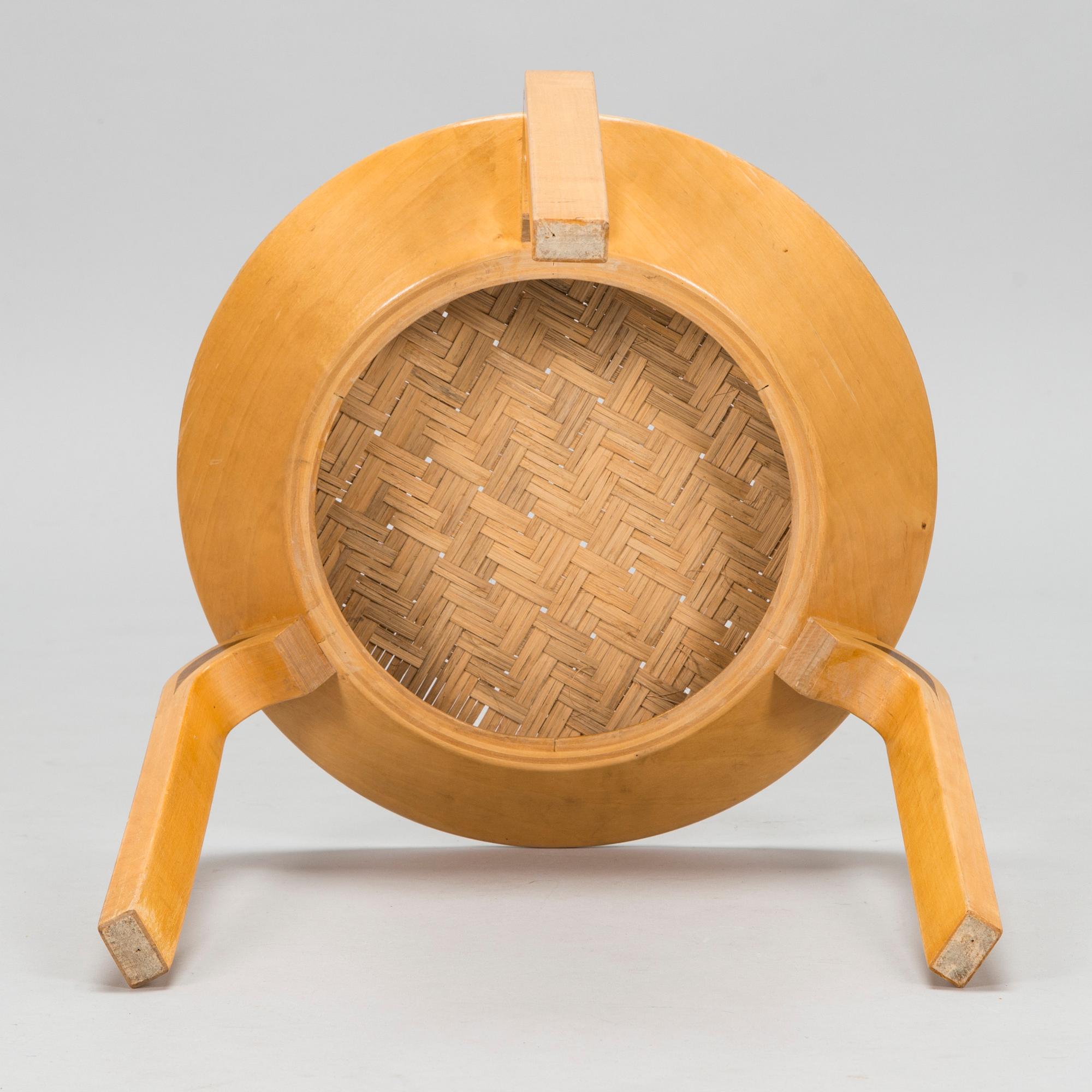 Alvar Aalto, a mid-20th-century 'V63' stool for O.Y. Huonekalu-ja Rakennustyötehdas A.B.