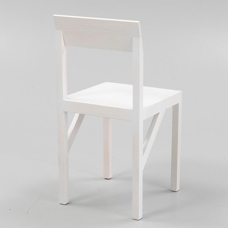A signed white stained 'Bracket Chair' by Frederik Gustav for Frama, Copenhagen 2023.