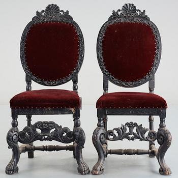 STOLAR, ett par, delvis barock och 1700-tal.
