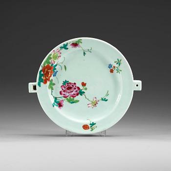 A famille rose hot water dish, Qing dynasty, Qianlong (1736-95).