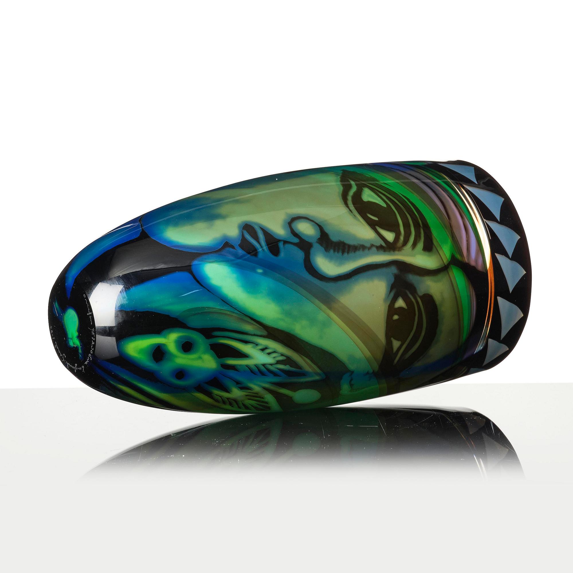 Eva Englund, a graal glass vase, Orrefors, Sweden, 1987.