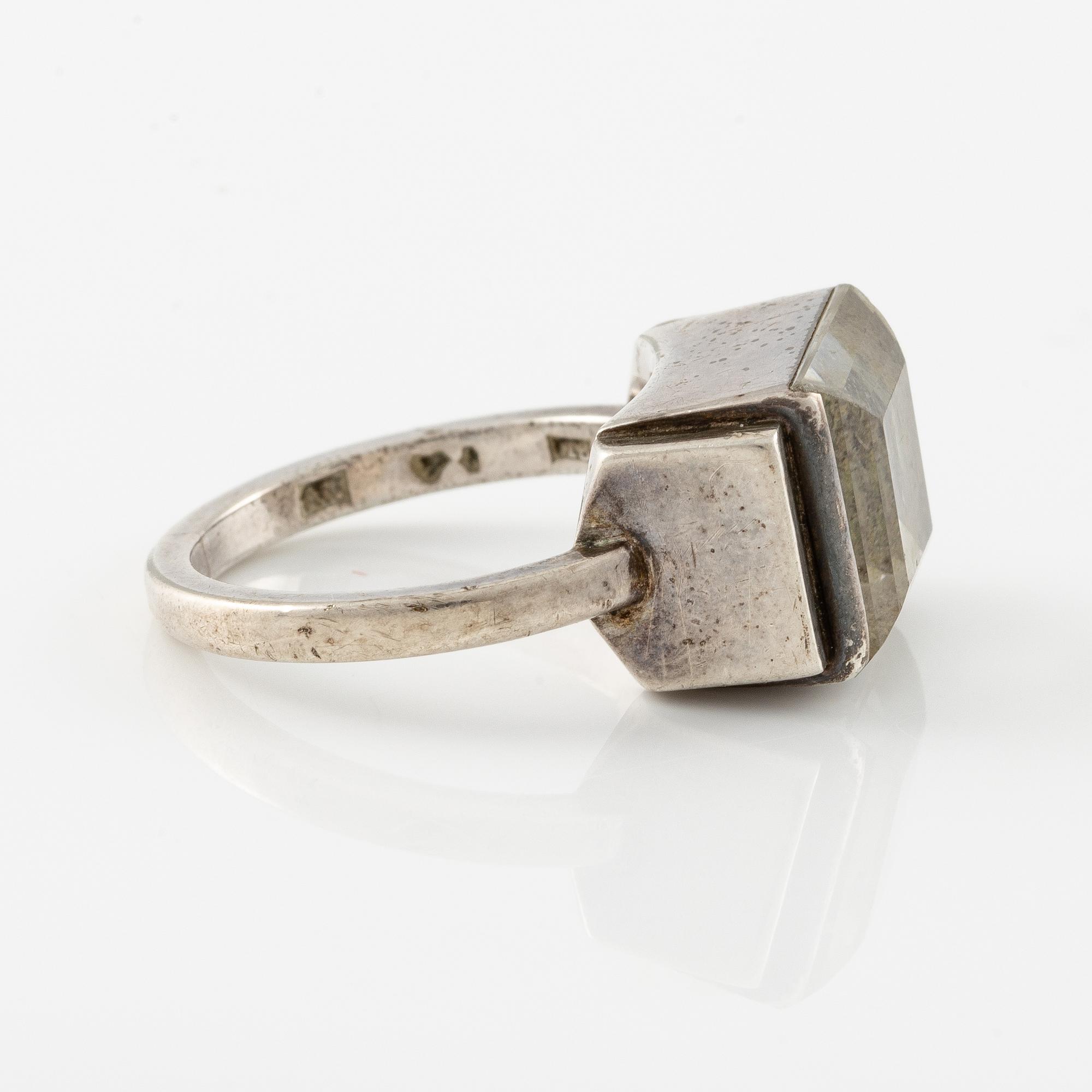 ring, sterling silver with rock crystal. Lund 1938.