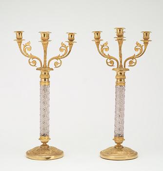 KANDELABRAR, för fyra ljus, ett par. Moskva, 1830-tal.