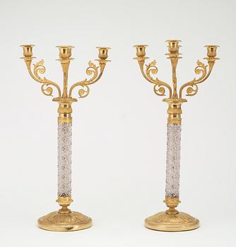 A pair of Russian four-light candelabra, Moscow 1830's.