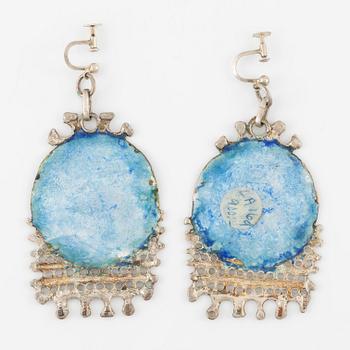 Lars Arby, two pairs of earrings, sterling silver and enamel, Gothenburg 1969 and 1983.