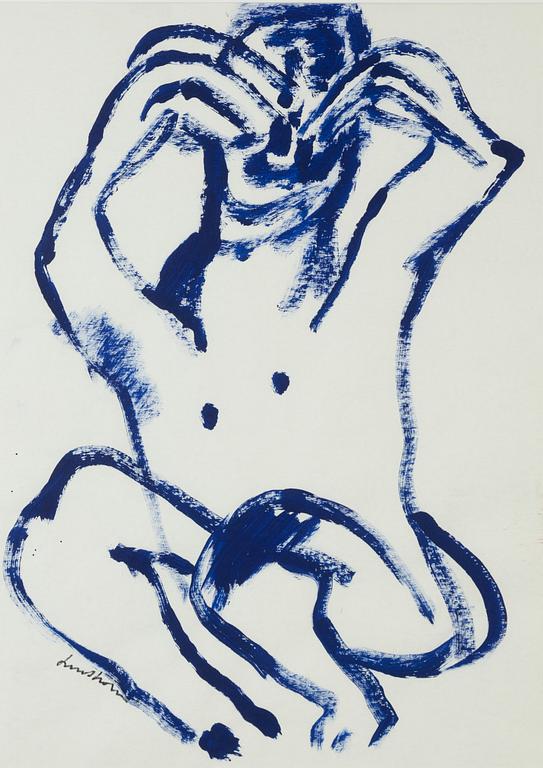 Bengt Lindström, acrylic on paper, signed.