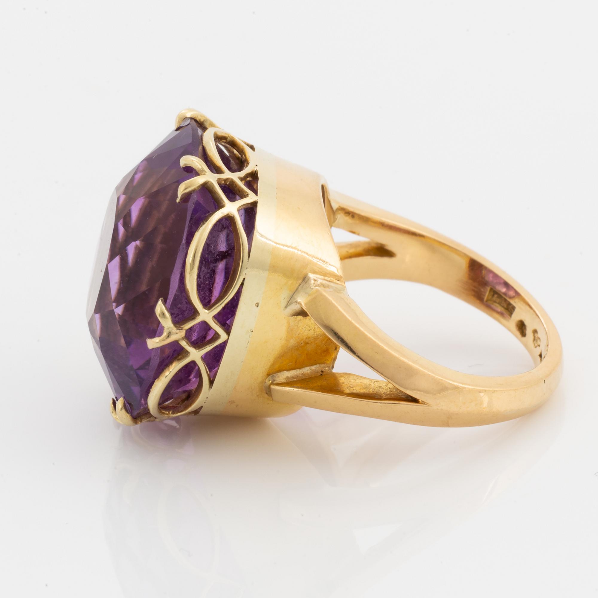 Cushion shaped amethyst cocktail ring, Gerdt Hartvig Sandqvist.