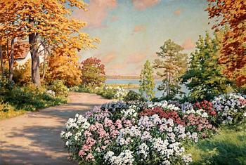 91. Johan Krouthén, Blommande trädgård.