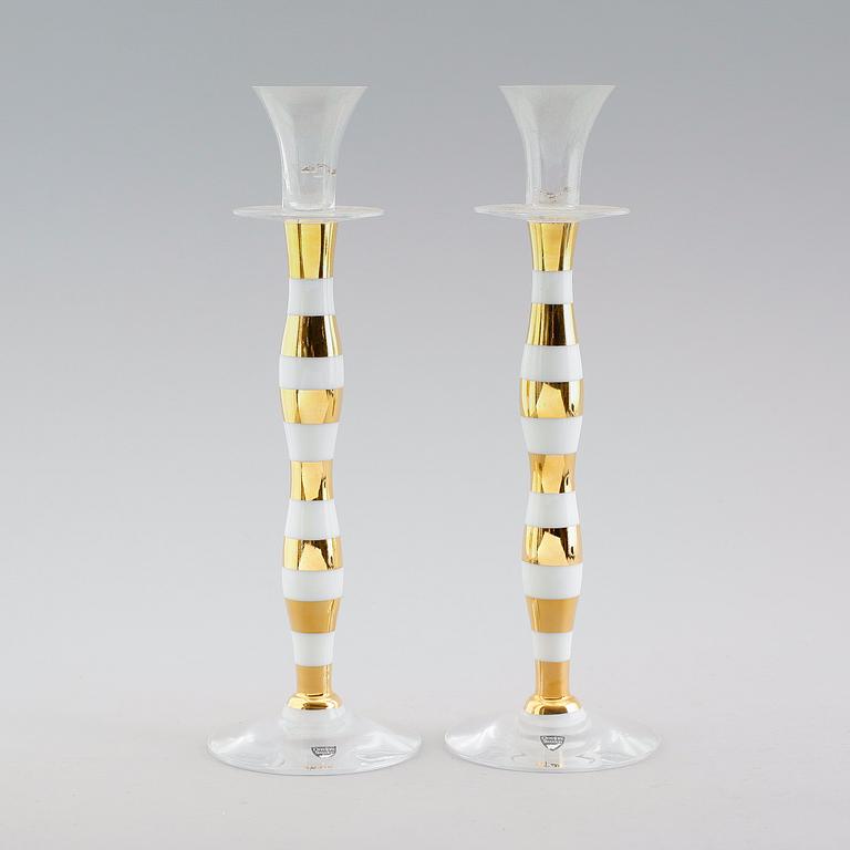 LJUSSTAKAR, 1 par, glas, "Celeste", Anne Nilsson, Orrefors.